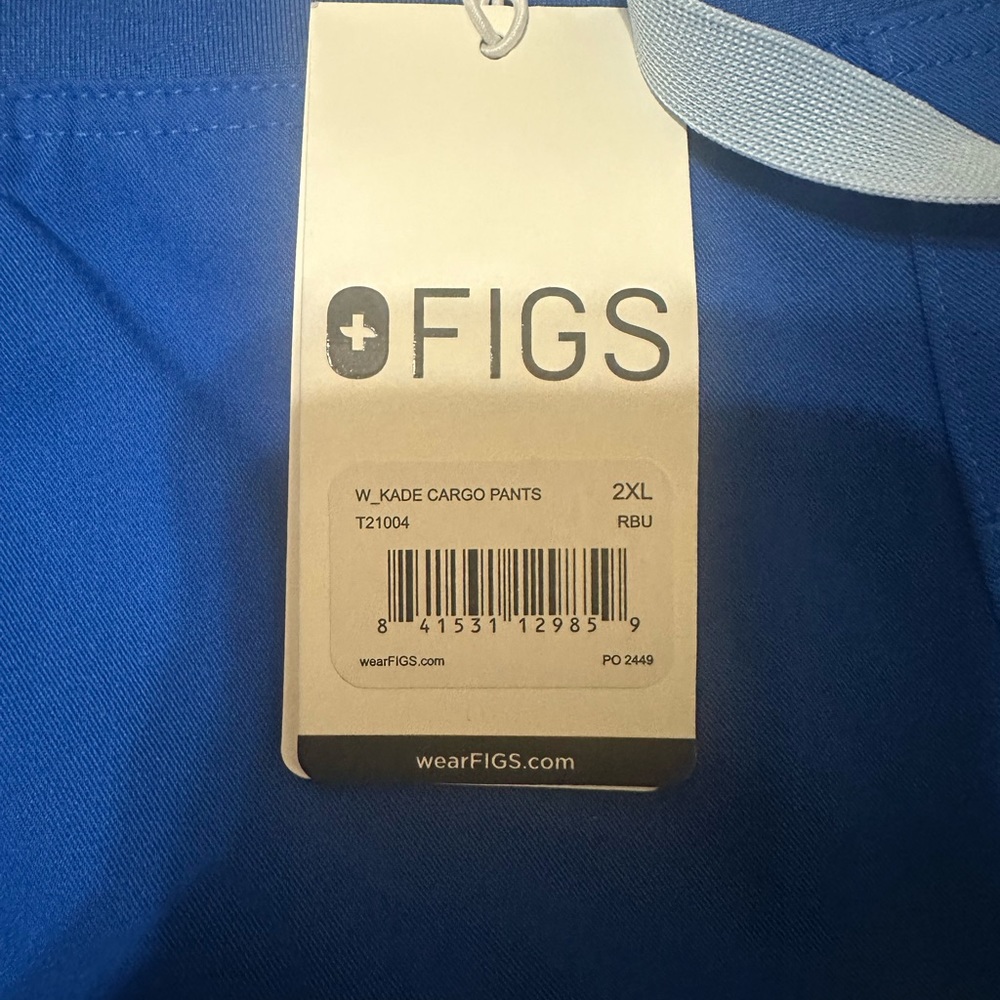 FIGS royal blue scrub cargo pants, regular length, 2xl
